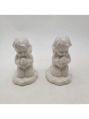 Vintage Ceramic Praying Angel Candle Holders Set of 2